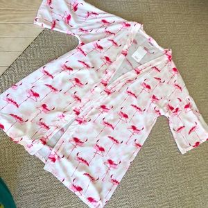 NWT Posy pink flamingo kimono robe